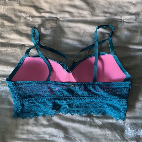VS Padded strappy bralette in teal lace - Picture 2 of 3